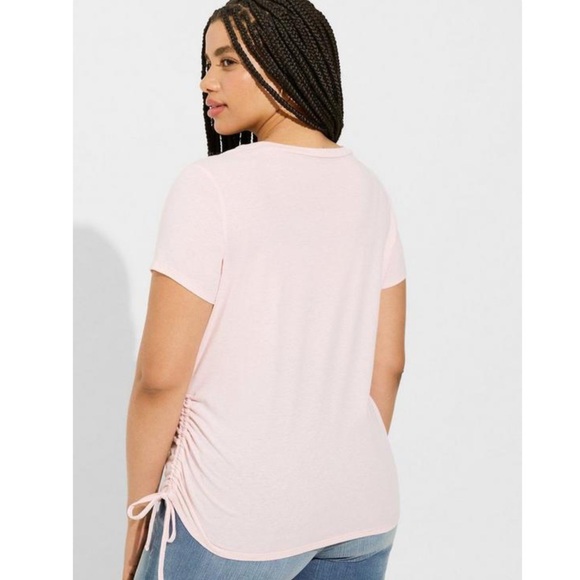 NWT torrid size 5 brunette, bald Barbie Slim Fit Cotton Cinch Tee pink brown - Picture 3 of 12